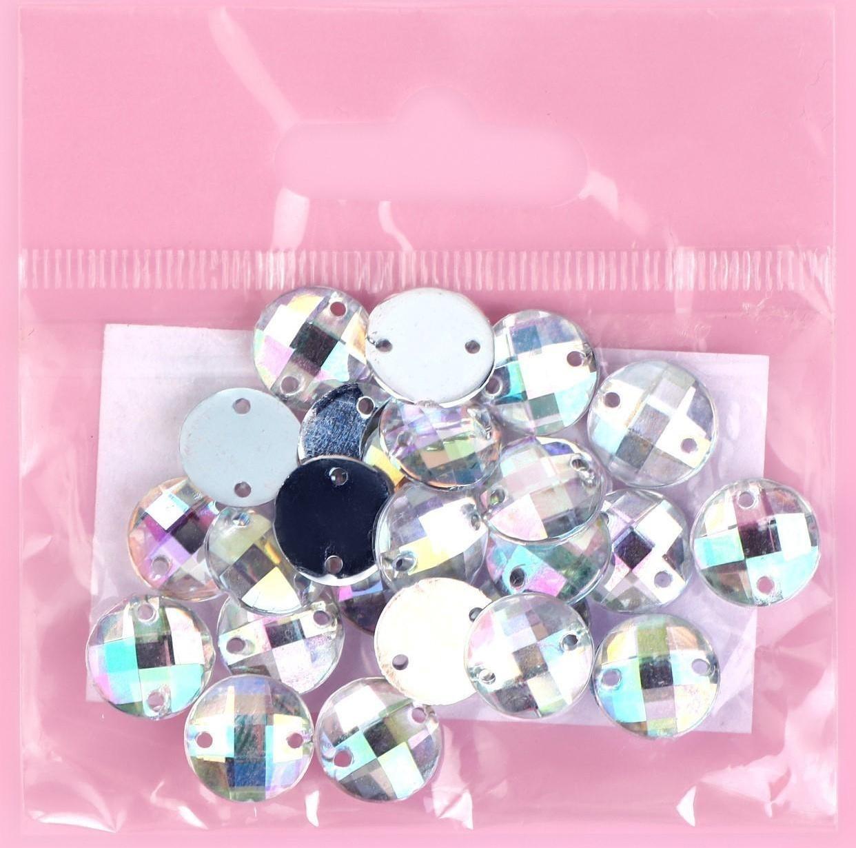 Стразы пришивные «Круг», с голографией, d = 10 мм, 24 шт