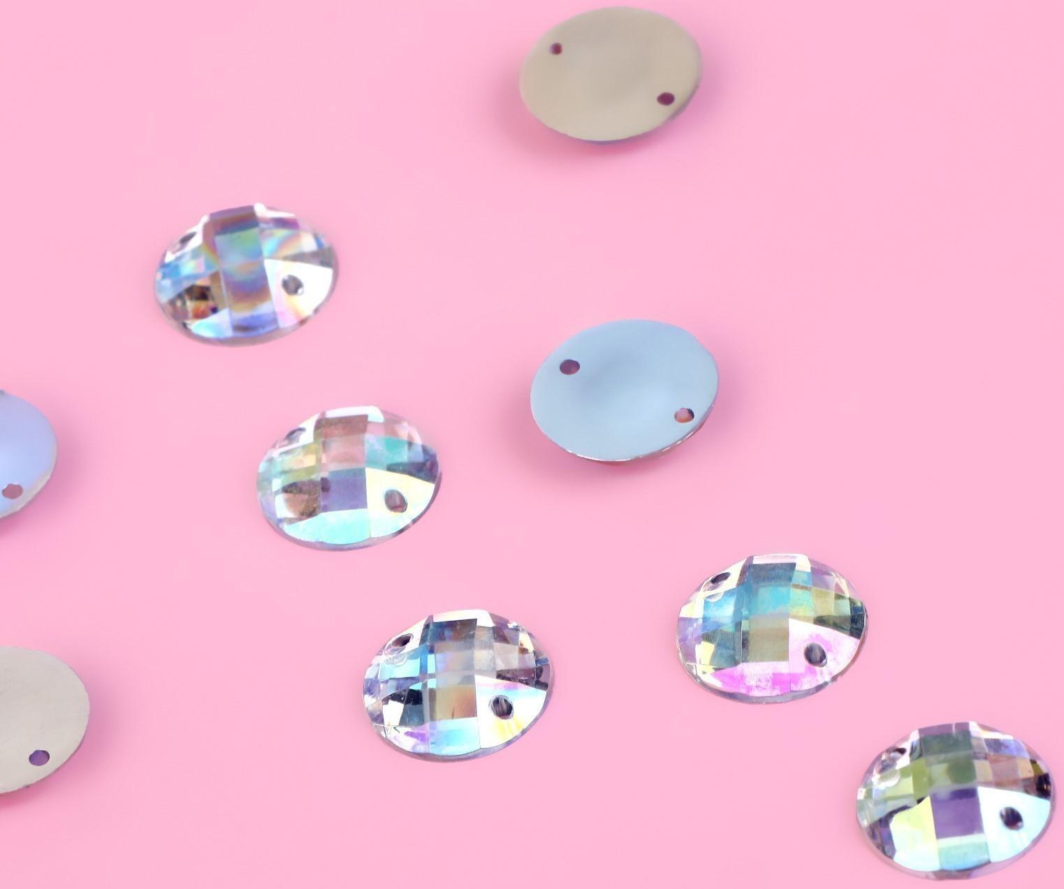 Стразы пришивные «Круг», с голографией, d = 12 мм, 20 шт