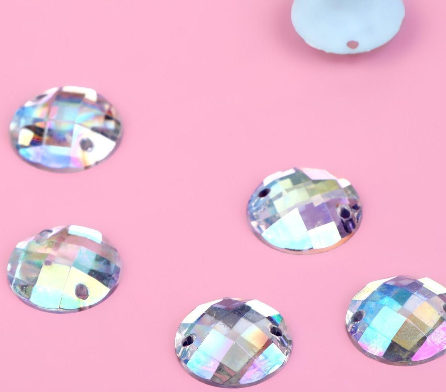 Стразы пришивные «Круг», с голографией, d = 12 мм, 20 шт