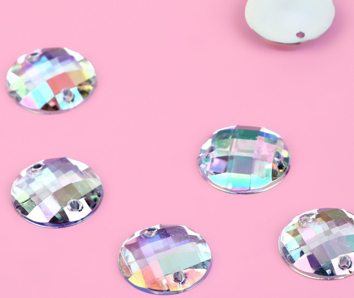 Стразы пришивные «Круг», с голографией, d = 14 мм, 12 шт