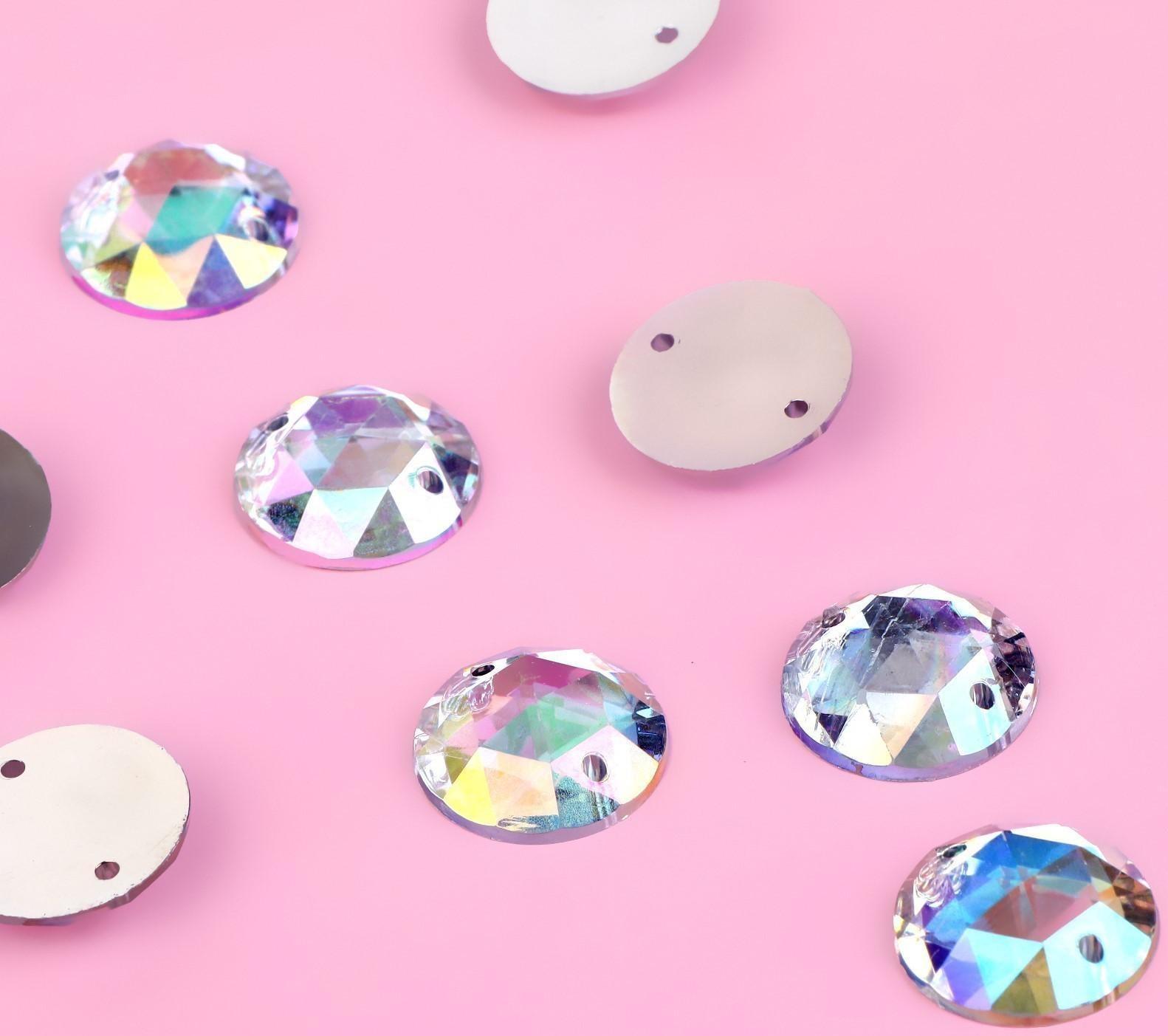 Стразы пришивные «Круг», с голографией, d = 16 мм, 10 шт