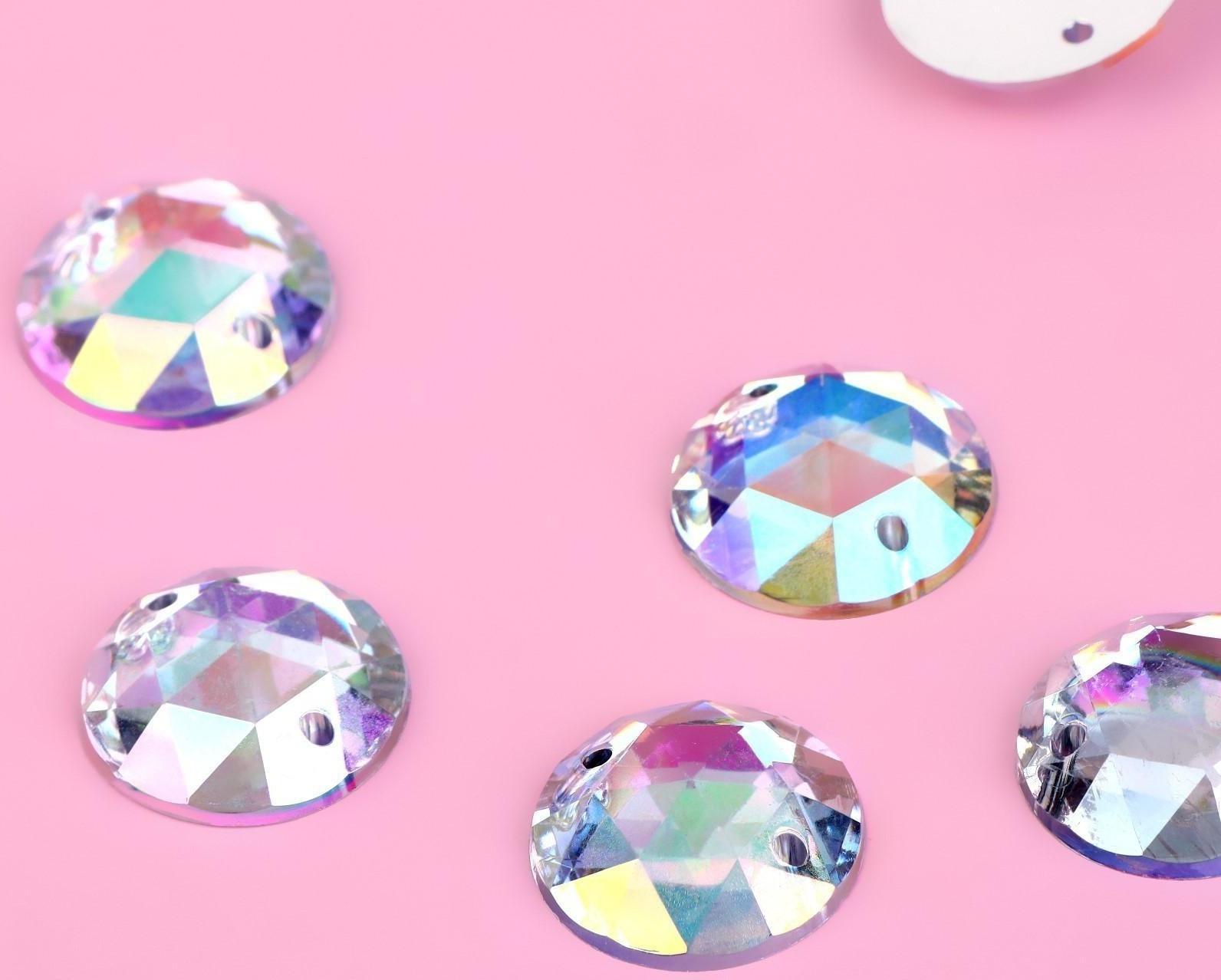 Стразы пришивные «Круг», с голографией, d = 16 мм, 10 шт