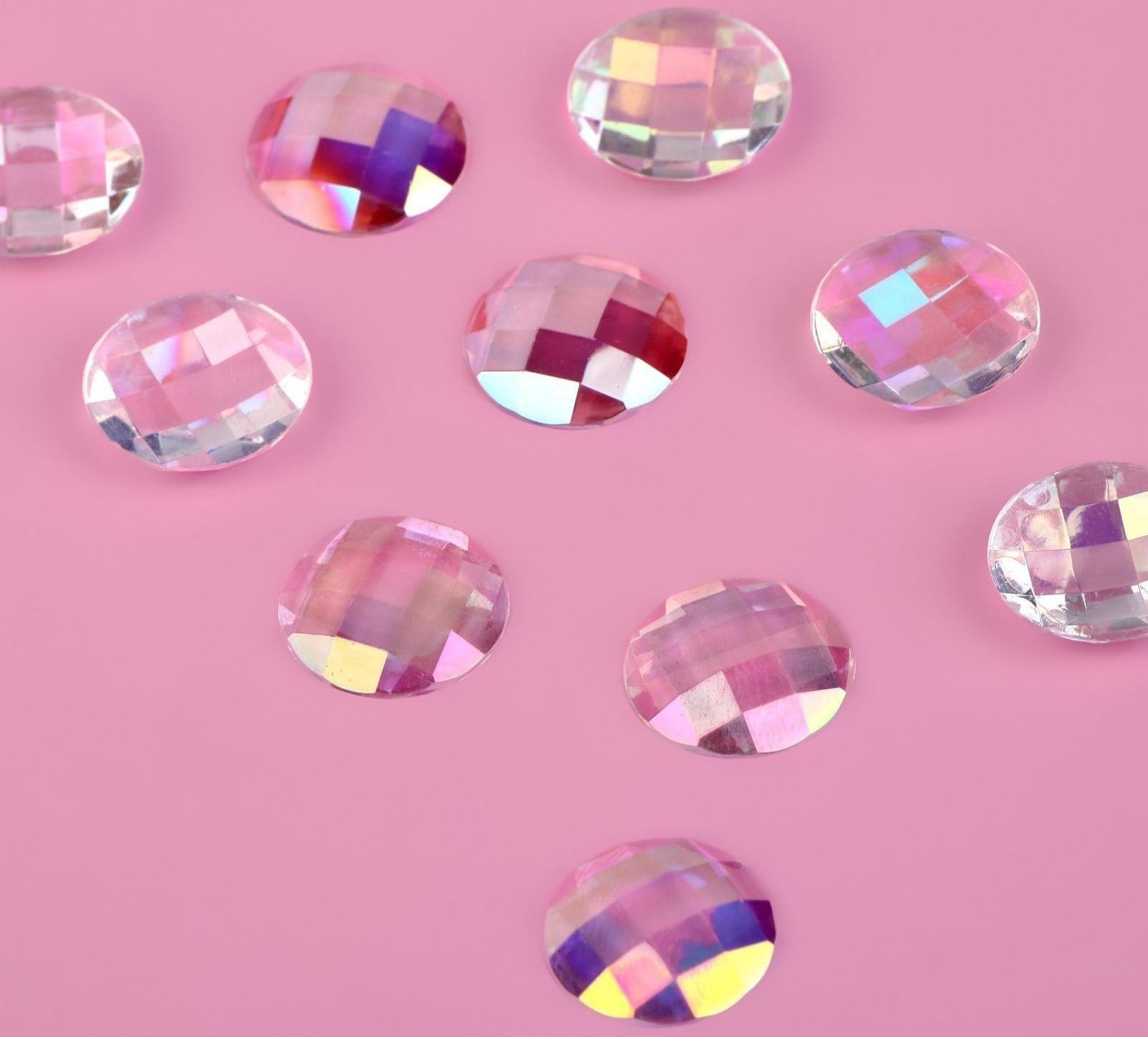 Стразы пришивные «Круг», прозрачные, с голографией, d = 14 мм, 24 шт