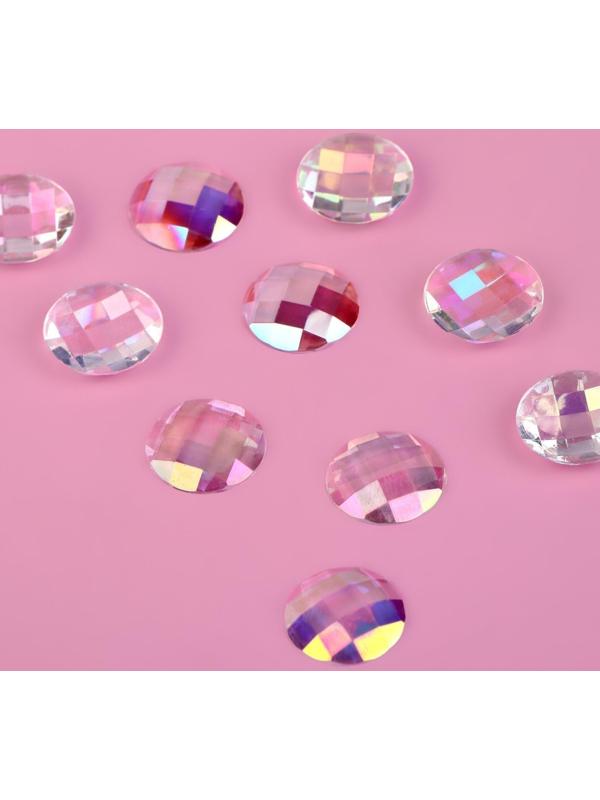 Стразы пришивные «Круг», прозрачные, с голографией, d = 14 мм, 24 шт