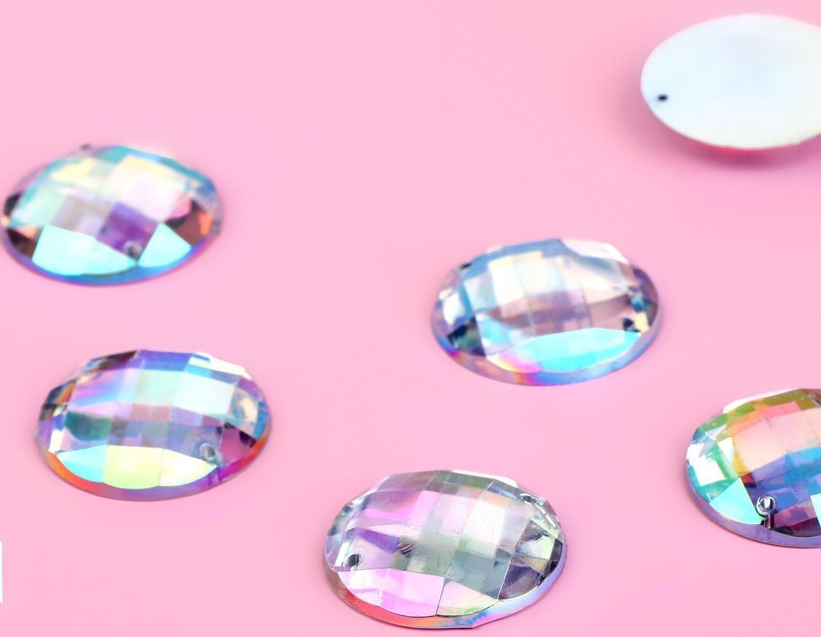 Стразы пришивные «Круг», с голографией, d = 20 мм, 6 шт