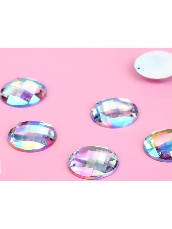 Стразы пришивные «Круг», с голографией, d = 20 мм, 6 шт