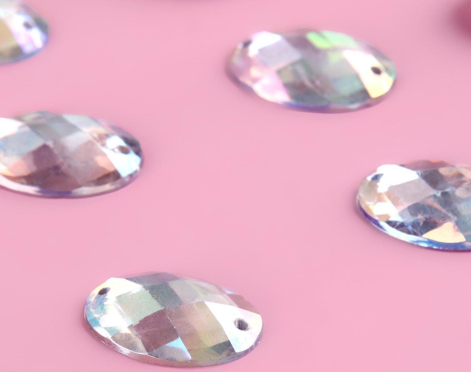 Стразы пришивные «Овал», с голографией, 13 × 18 мм, 12 шт
