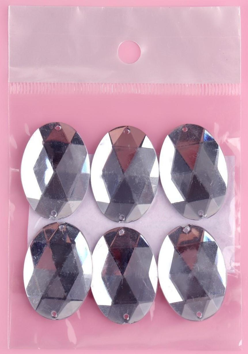 Стразы пришивные «Овал», 18 × 25 мм, 6 шт