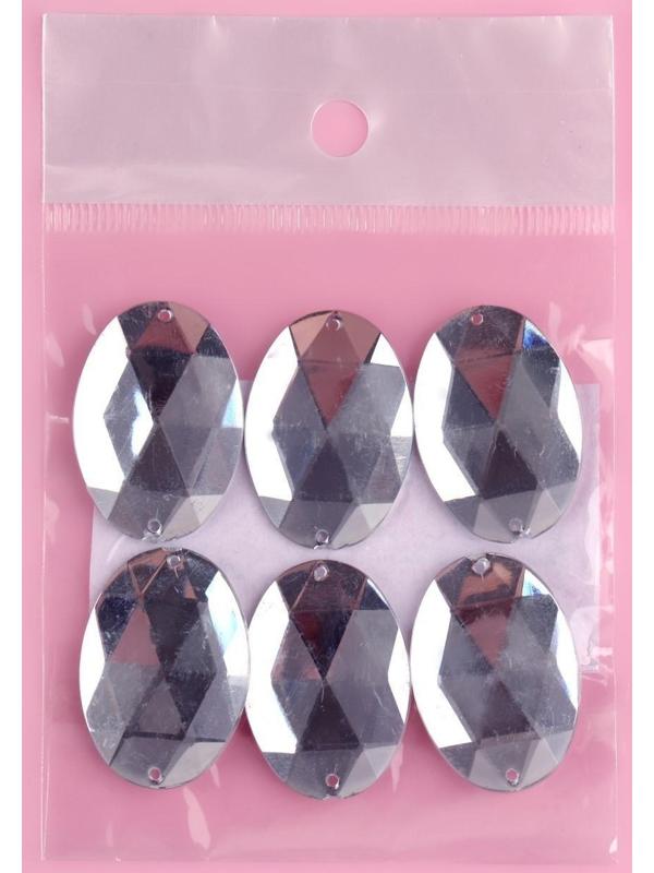 Стразы пришивные «Овал», 18 × 25 мм, 6 шт