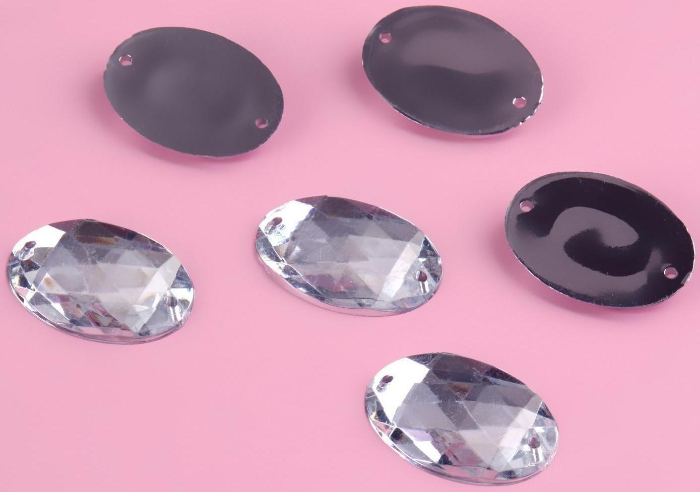 Стразы пришивные «Овал», 18 × 25 мм, 6 шт