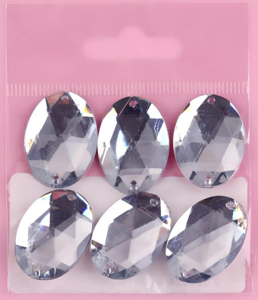 Стразы пришивные «Овал», 18 × 25 мм, 6 шт