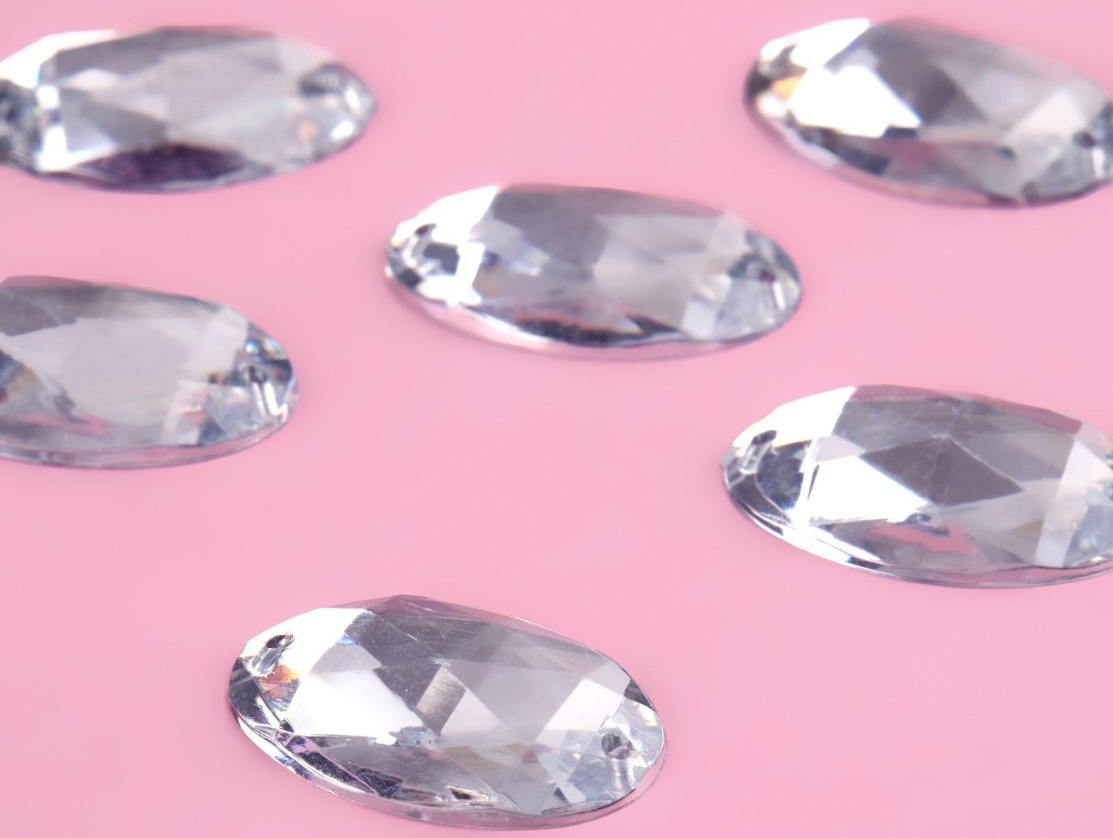 Стразы пришивные «Овал», 18 × 25 мм, 6 шт