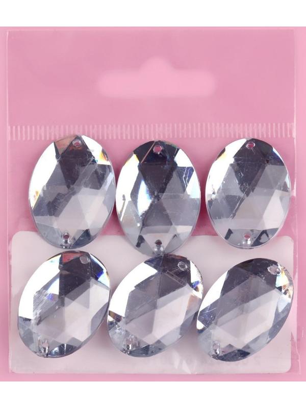 Стразы пришивные «Овал», 18 × 25 мм, 6 шт