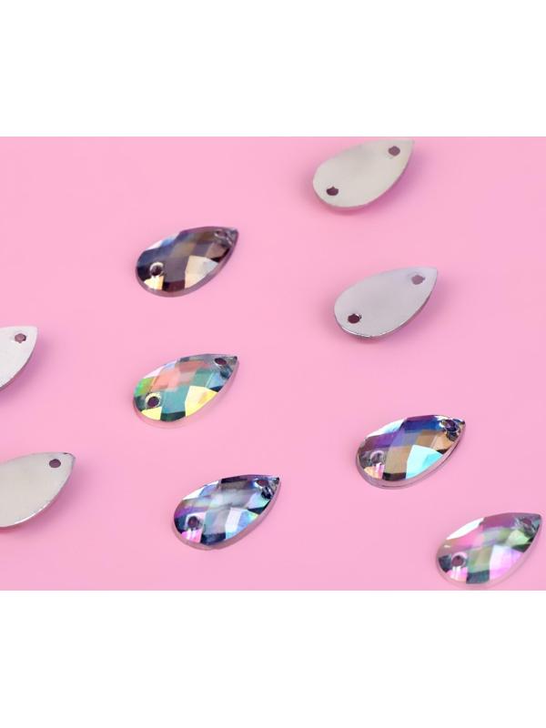 Стразы пришивные «Капля», с голографией, 8 × 12 мм, 24 шт