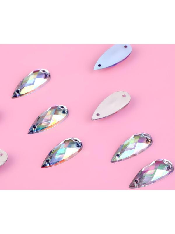 Стразы пришивные «Капля», с голографией, 9 × 22 мм, 10 шт