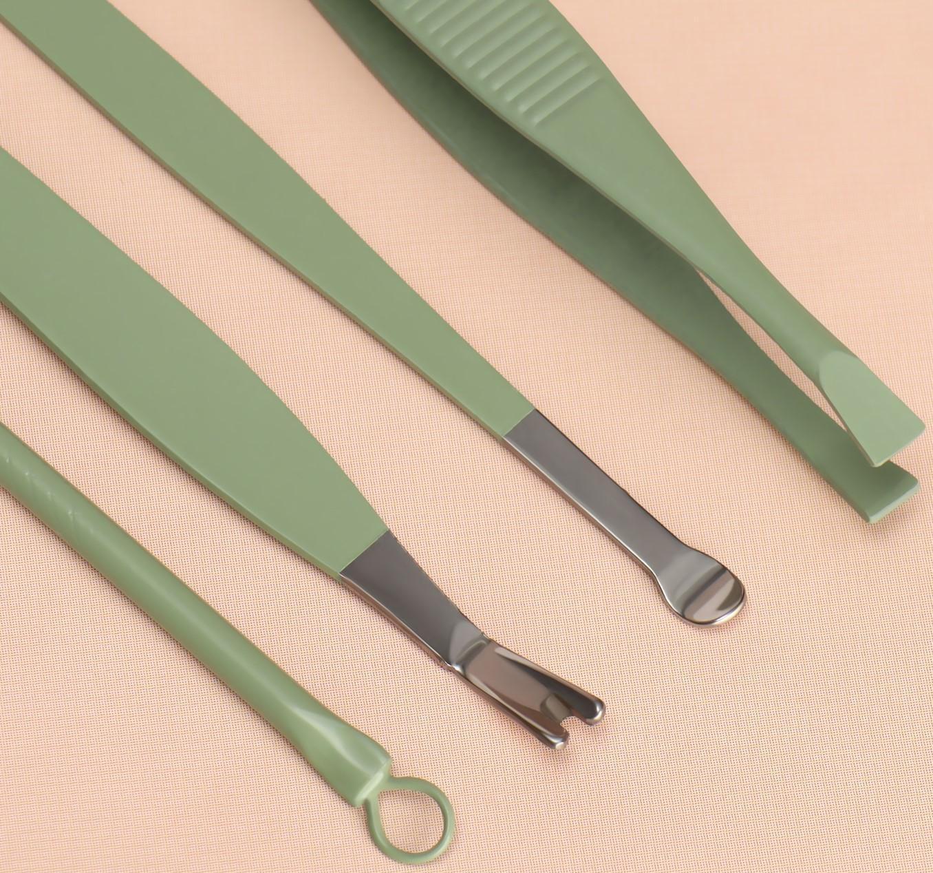 Набор маникюрный, 10 предметов, в футляре, цвет бирюзовый