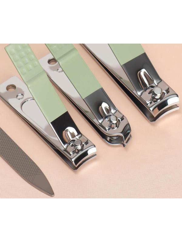 Набор маникюрный, 10 предметов, в футляре, цвет бирюзовый