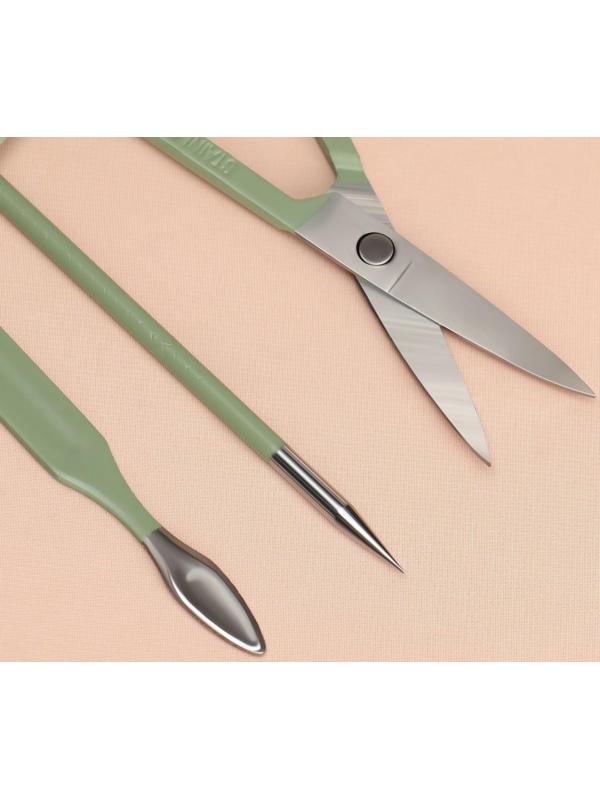 Набор маникюрный, 10 предметов, в футляре, цвет бирюзовый