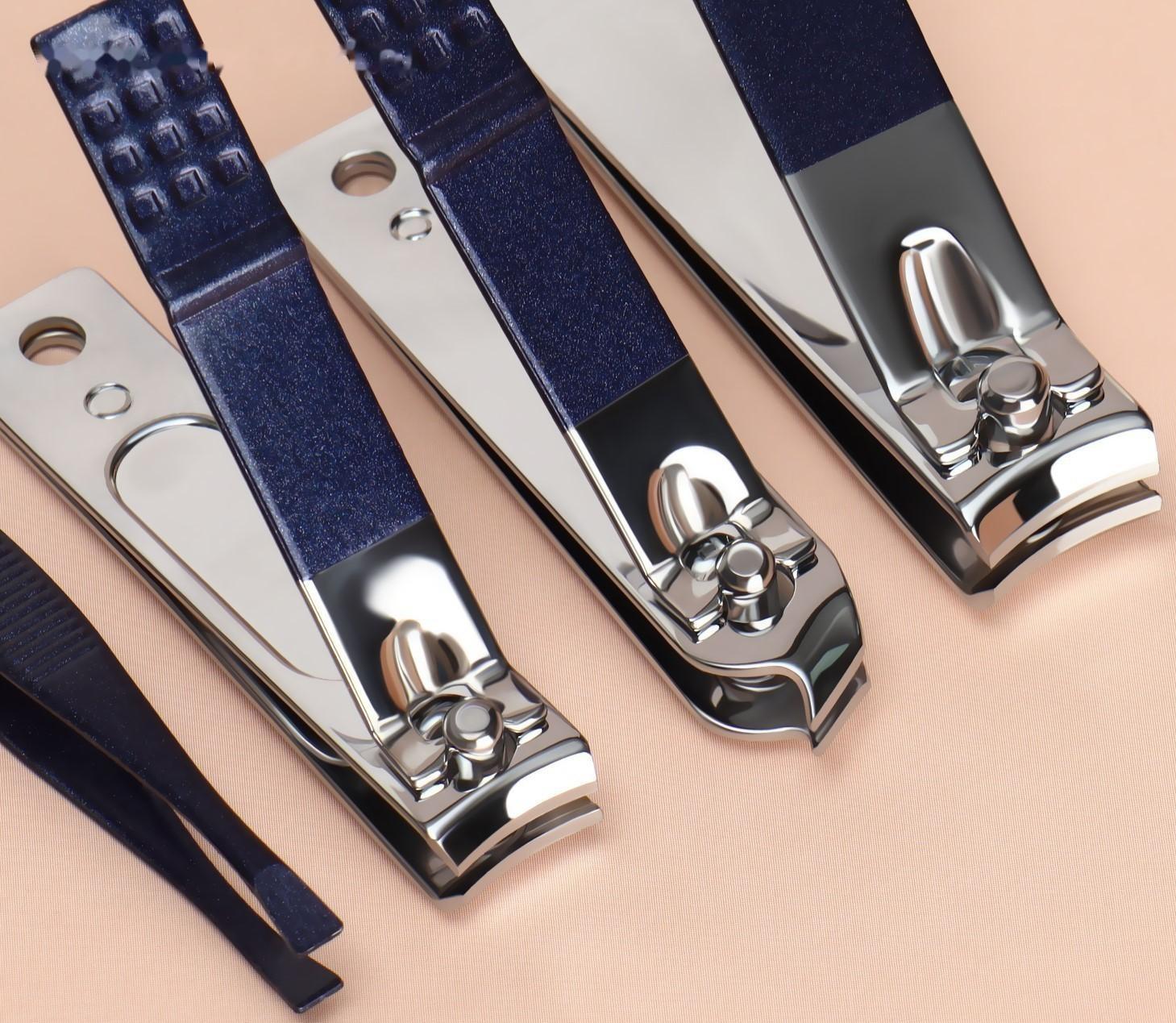 Набор маникюрный, 9 предметов, в футляре, цвет синий