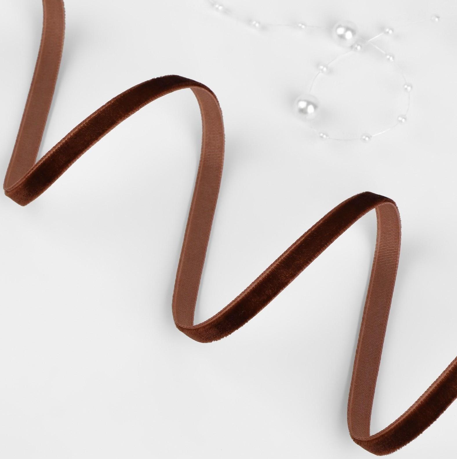 Лента бархатная, 6 мм, 18 ± 1 м, цвет коричневый №119