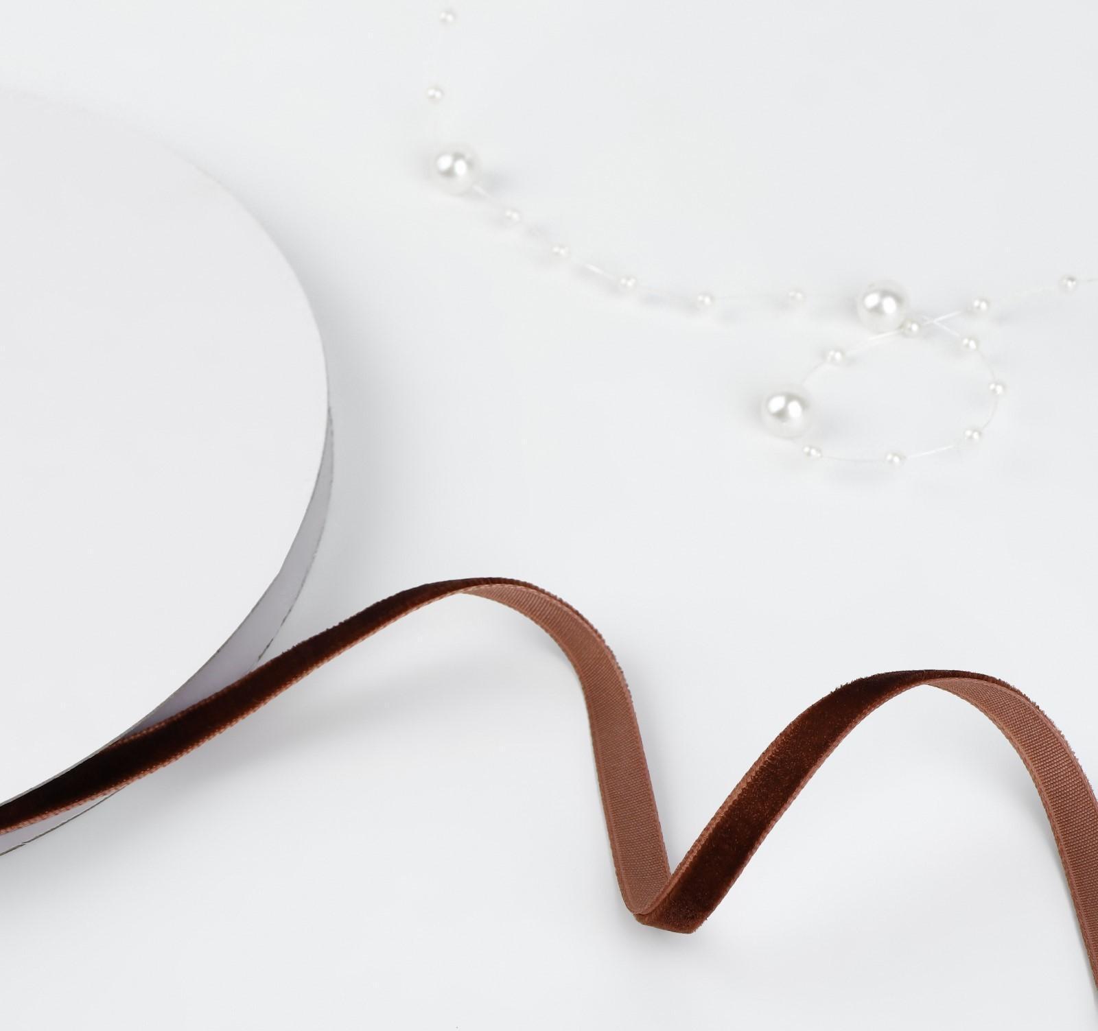 Лента бархатная, 6 мм, 18 ± 1 м, цвет коричневый №119