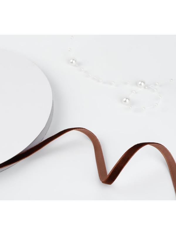 Лента бархатная, 6 мм, 18 ± 1 м, цвет коричневый №119