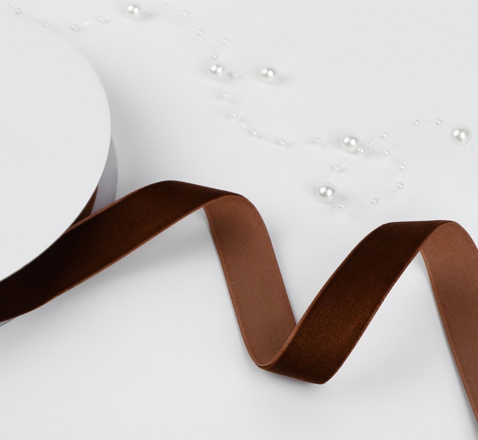 Лента бархатная, 20 мм, 18 ± 1 м, цвет коричневый №119