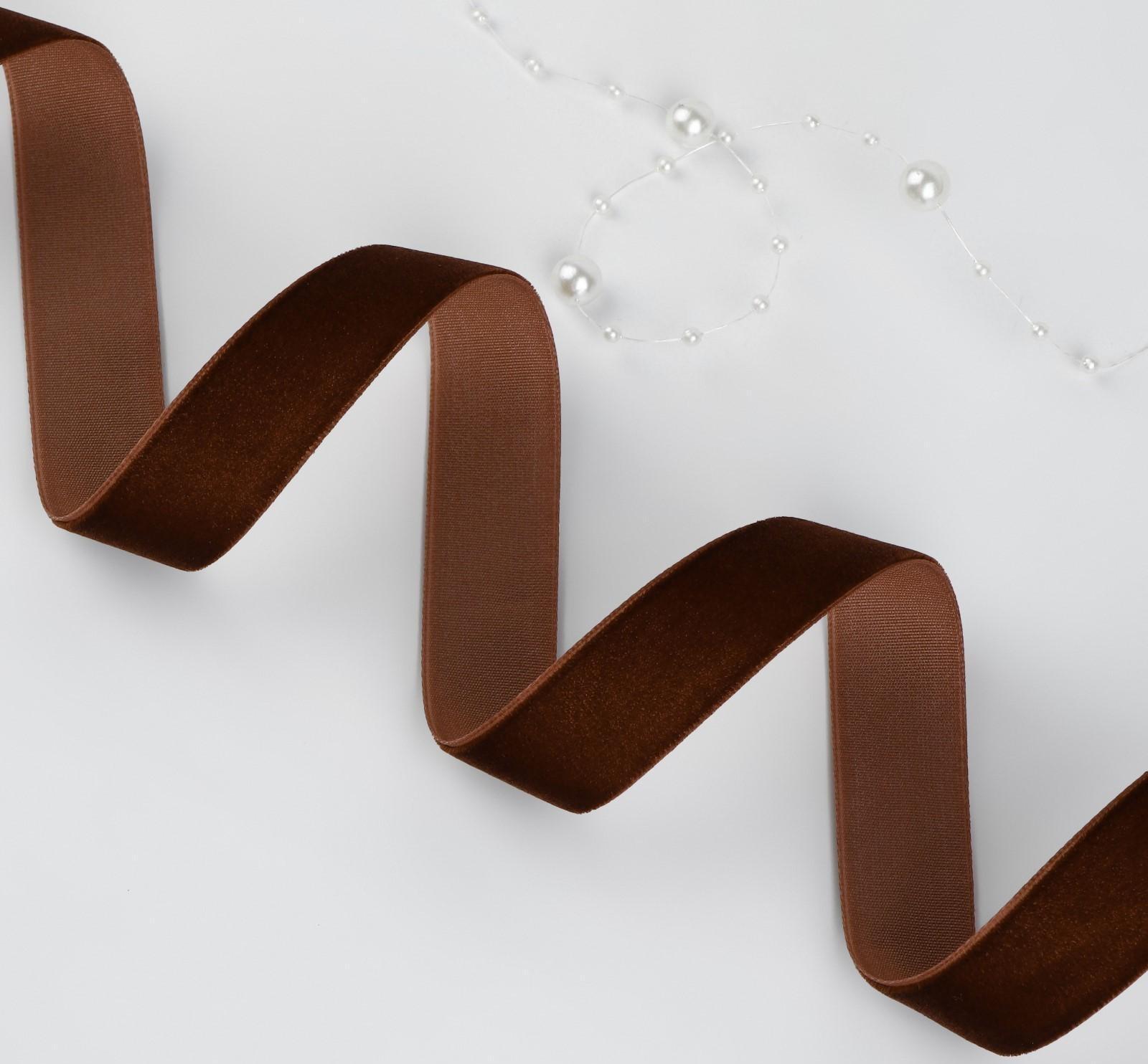 Лента бархатная, 20 мм, 18 ± 1 м, цвет коричневый №119