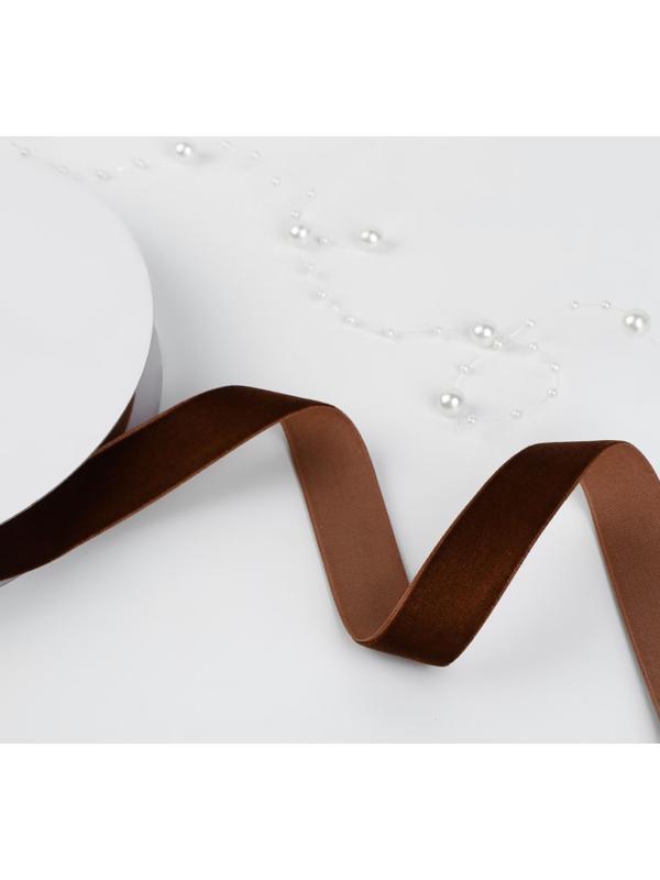 Лента бархатная, 20 мм, 18 ± 1 м, цвет коричневый №119