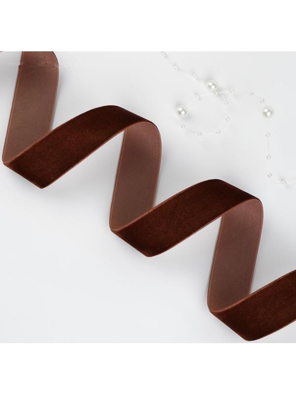 Лента бархатная, 25 мм, 18 ± 1 м, цвет коричневый №119