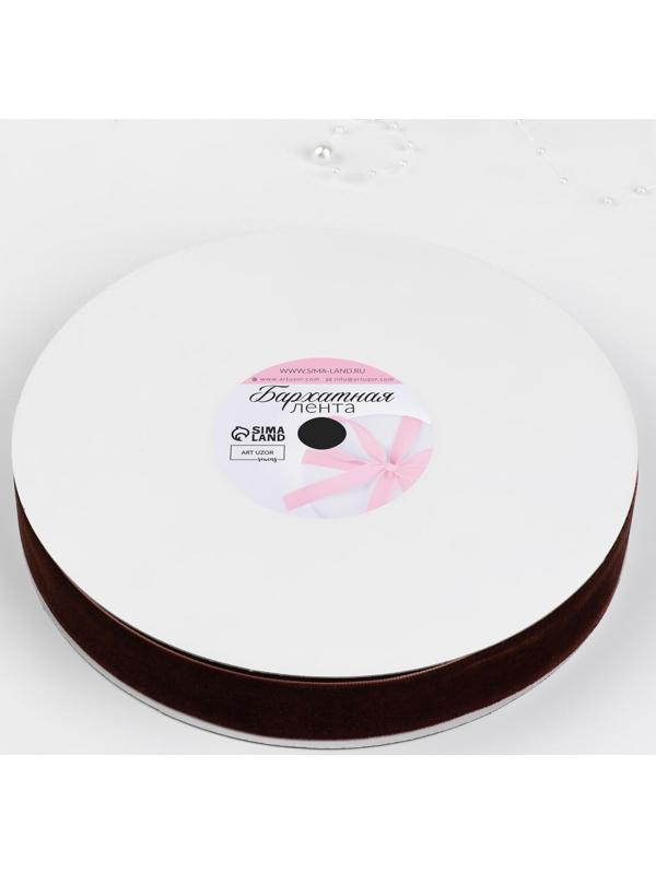 Лента бархатная, 25 мм, 18 ± 1 м, цвет коричневый №119