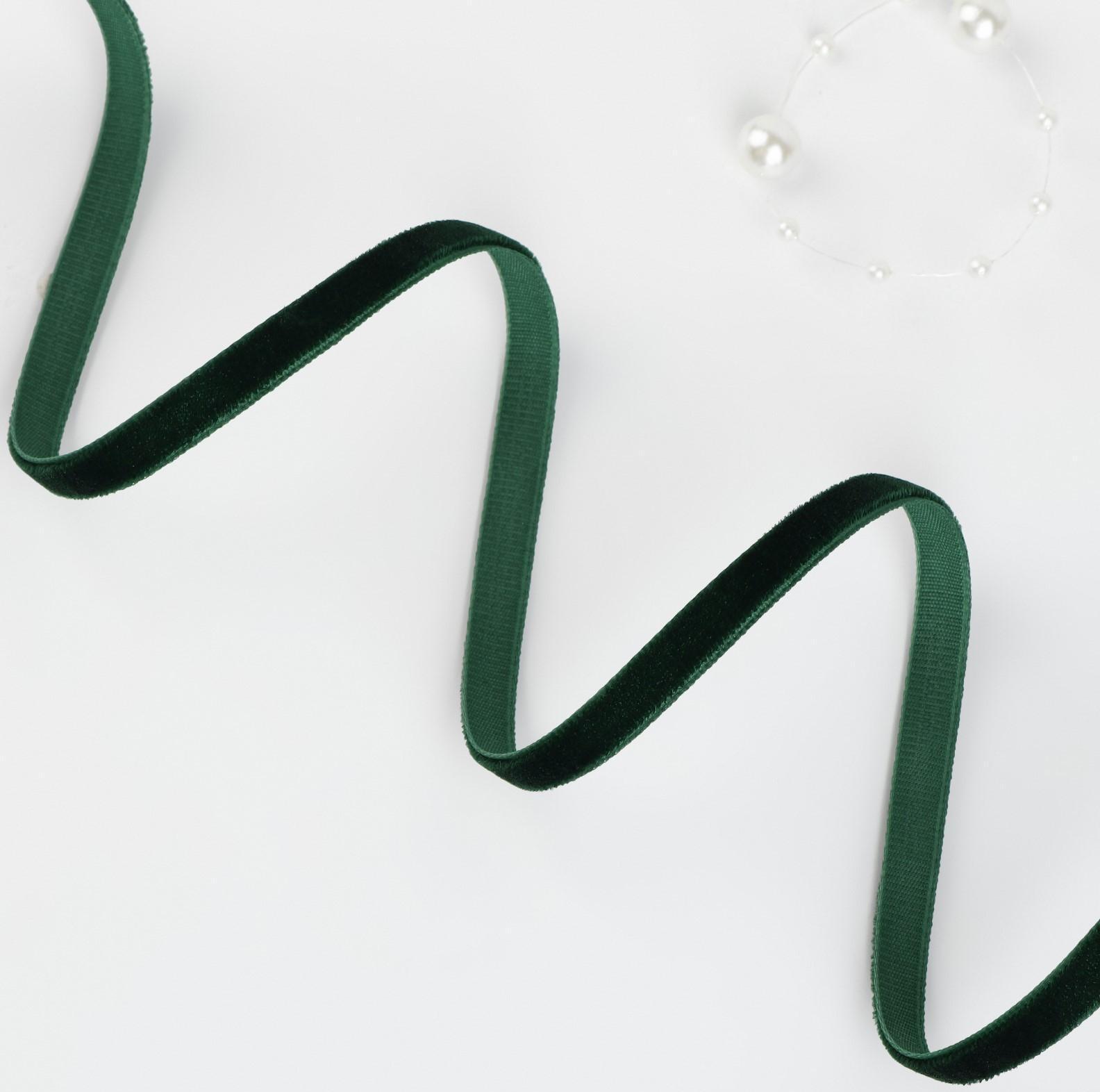 Лента бархатная, 6 мм, 18 ± 1 м, цвет зелёный №165