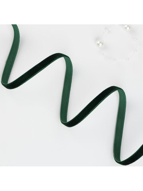 Лента бархатная, 6 мм, 18 ± 1 м, цвет зелёный №165