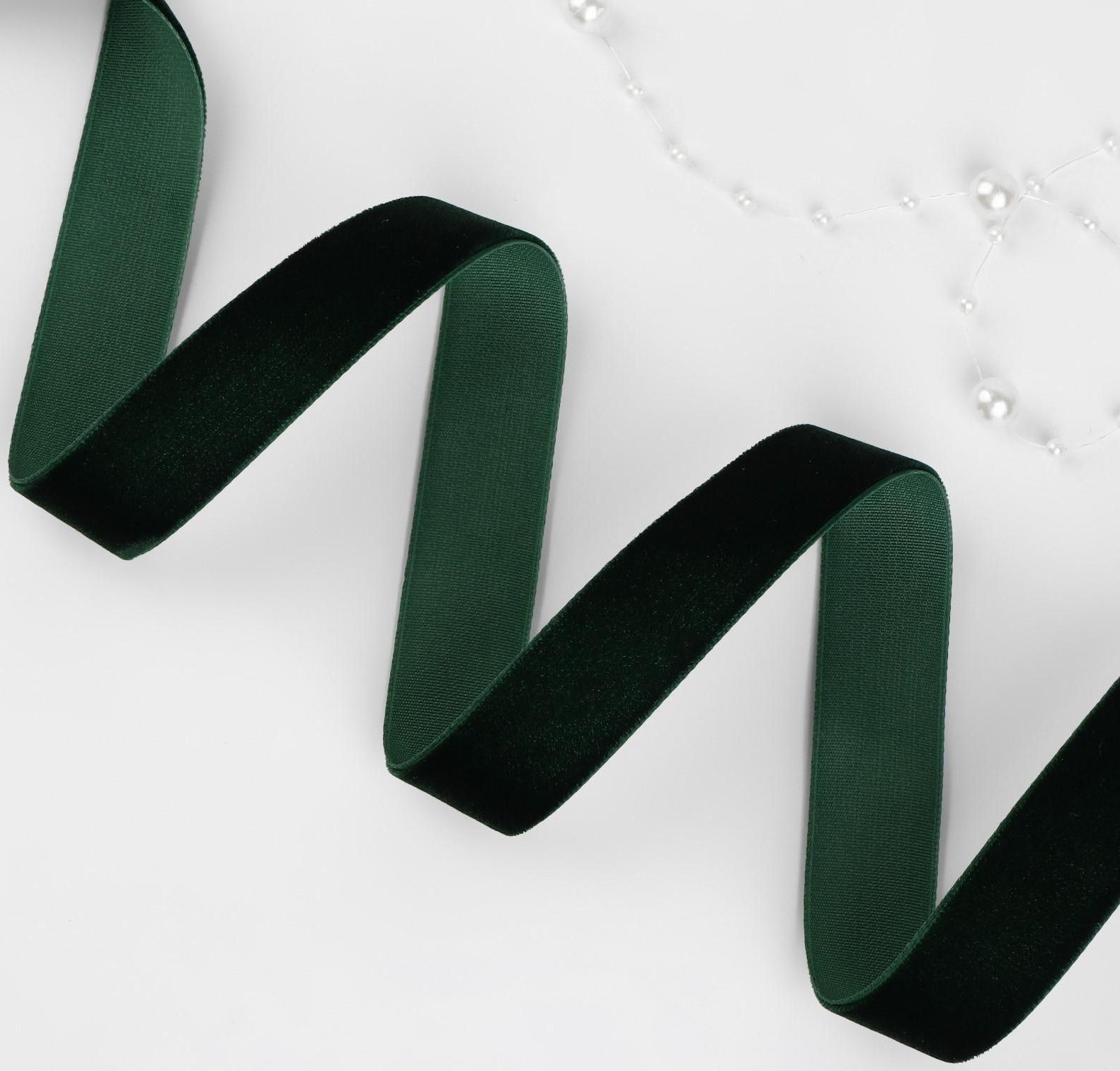 Лента бархатная, 20 мм, 18 ± 1 м, цвет зелёный №165