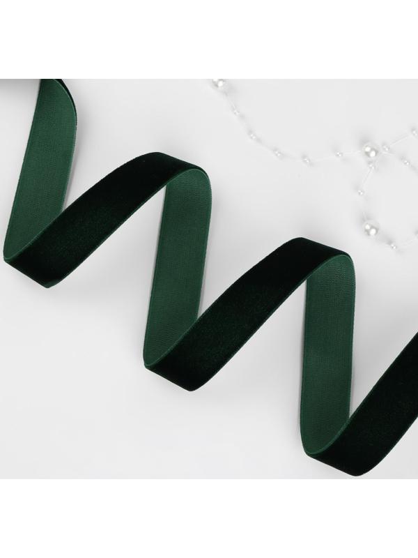 Лента бархатная, 20 мм, 18 ± 1 м, цвет зелёный №165