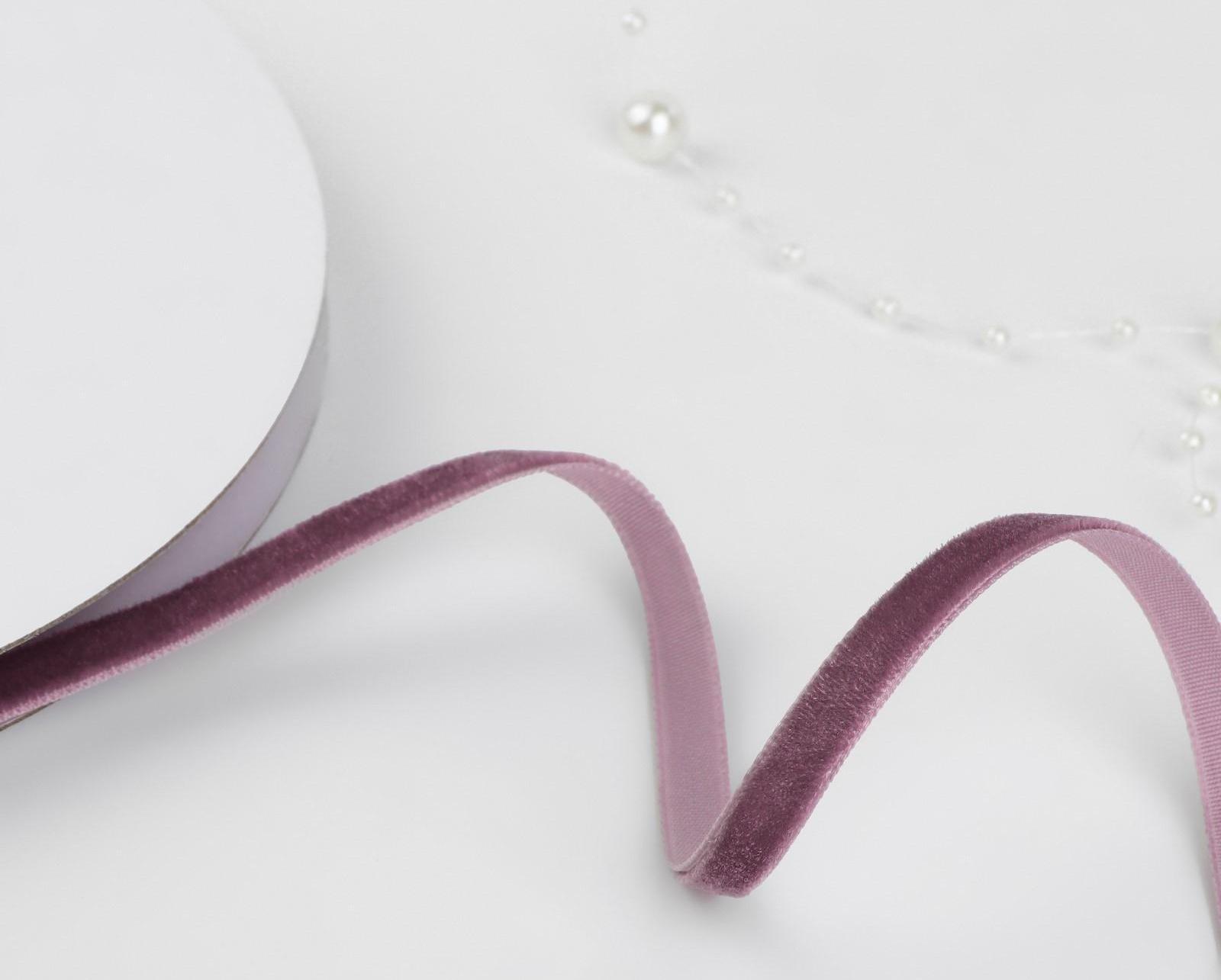 Лента бархатная, 6 мм, 18 ± 1 м, цвет ежевичный №199