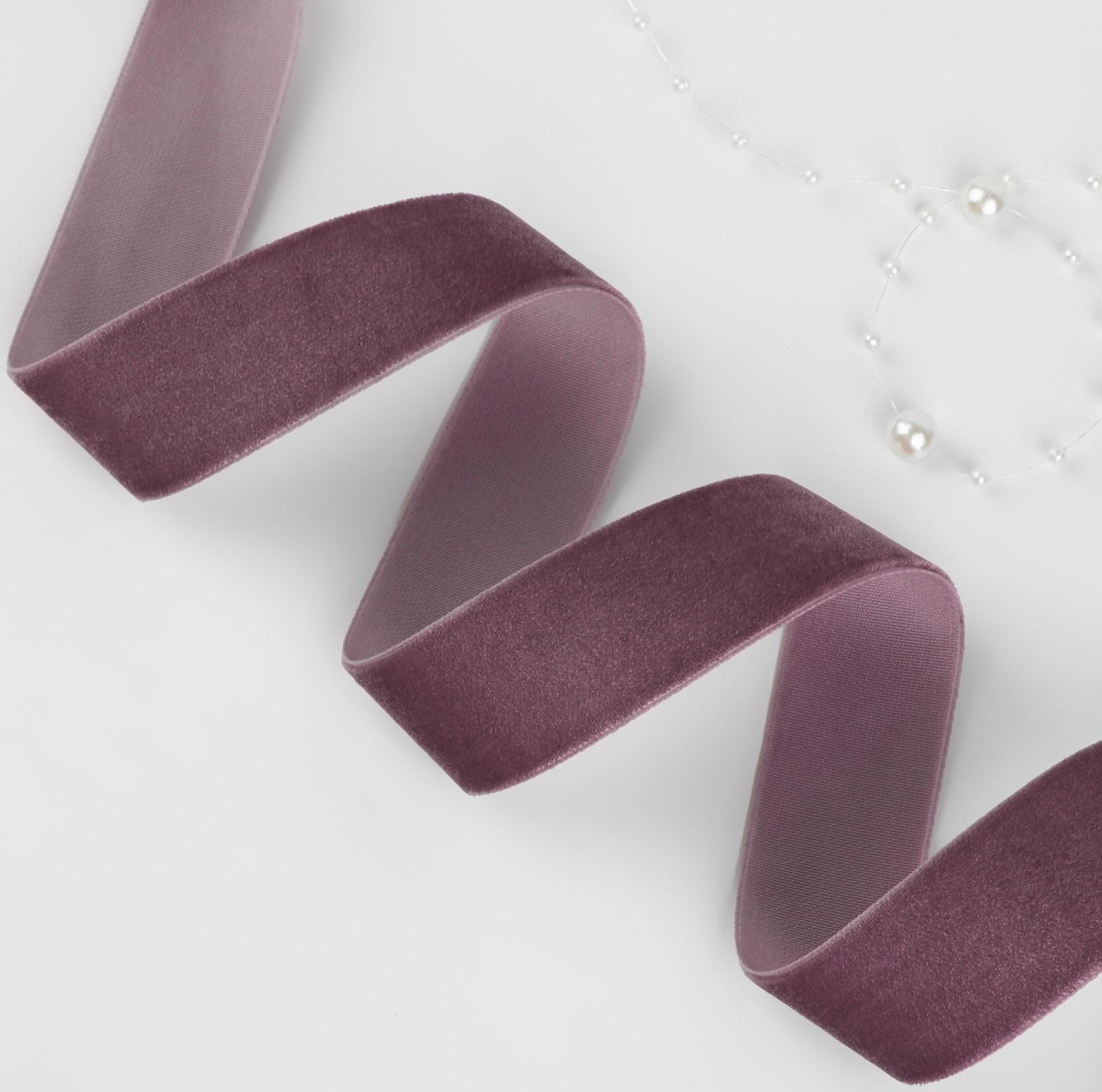 Лента бархатная, 25 мм, 18 ± 1 м, цвет ежевичный №199