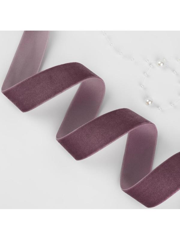 Лента бархатная, 25 мм, 18 ± 1 м, цвет ежевичный №199