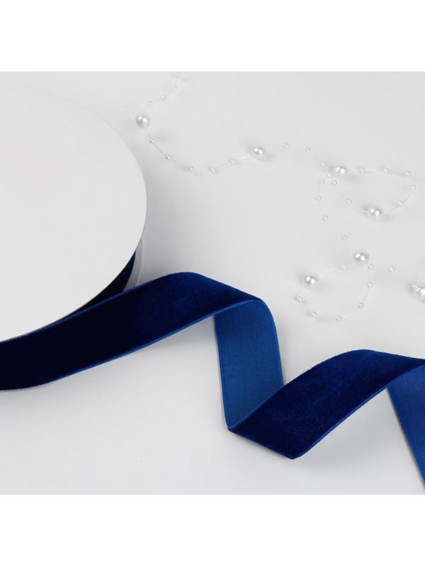 Лента бархатная, 25 мм, 18 ± 1 м, цвет синий №47