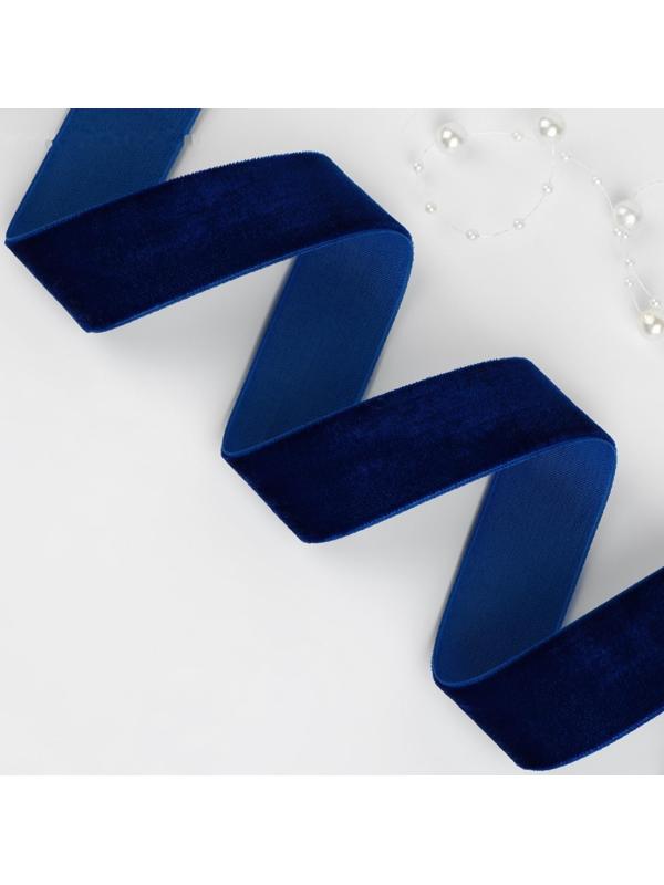 Лента бархатная, 25 мм, 18 ± 1 м, цвет синий №47