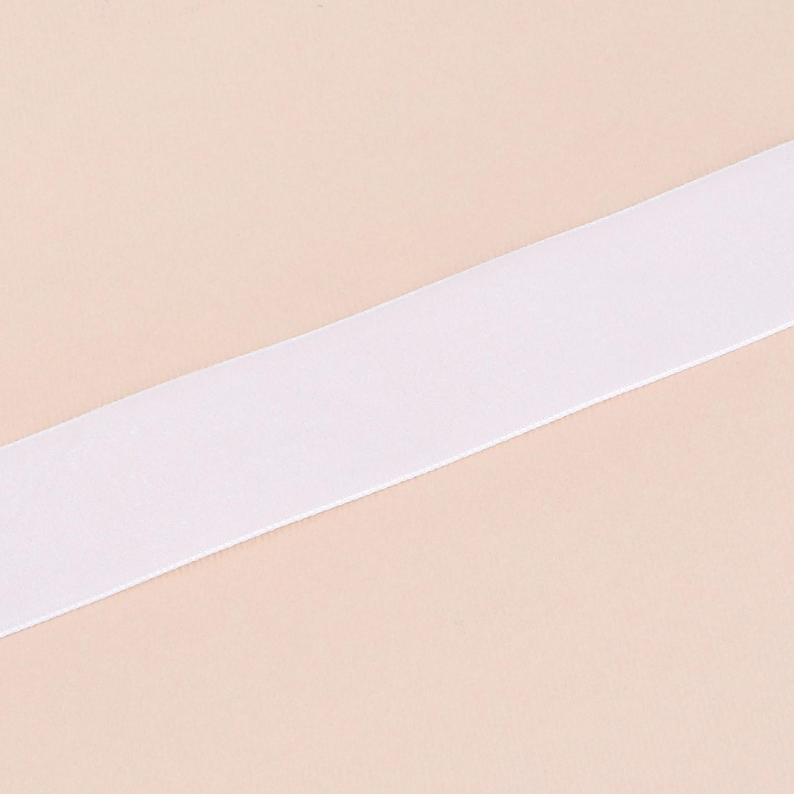 Лента бархатная, 25 мм, 18 ± 1 м, цвет белый №01