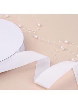 Лента бархатная, 25 мм, 18 ± 1 м, цвет белый №01