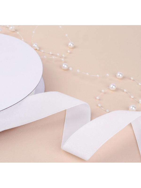 Лента бархатная, 25 мм, 18 ± 1 м, цвет белый №01