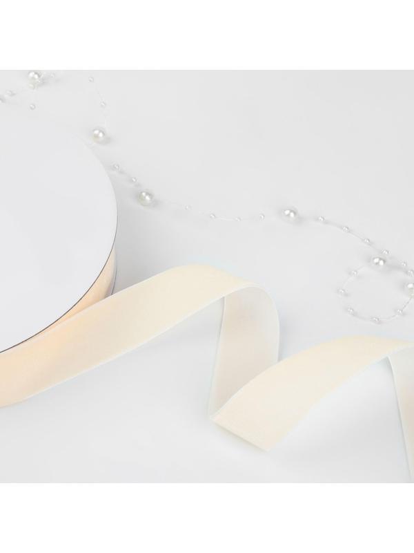 Лента бархатная, 25 мм, 18 ± 1 м, цвет молочный №08