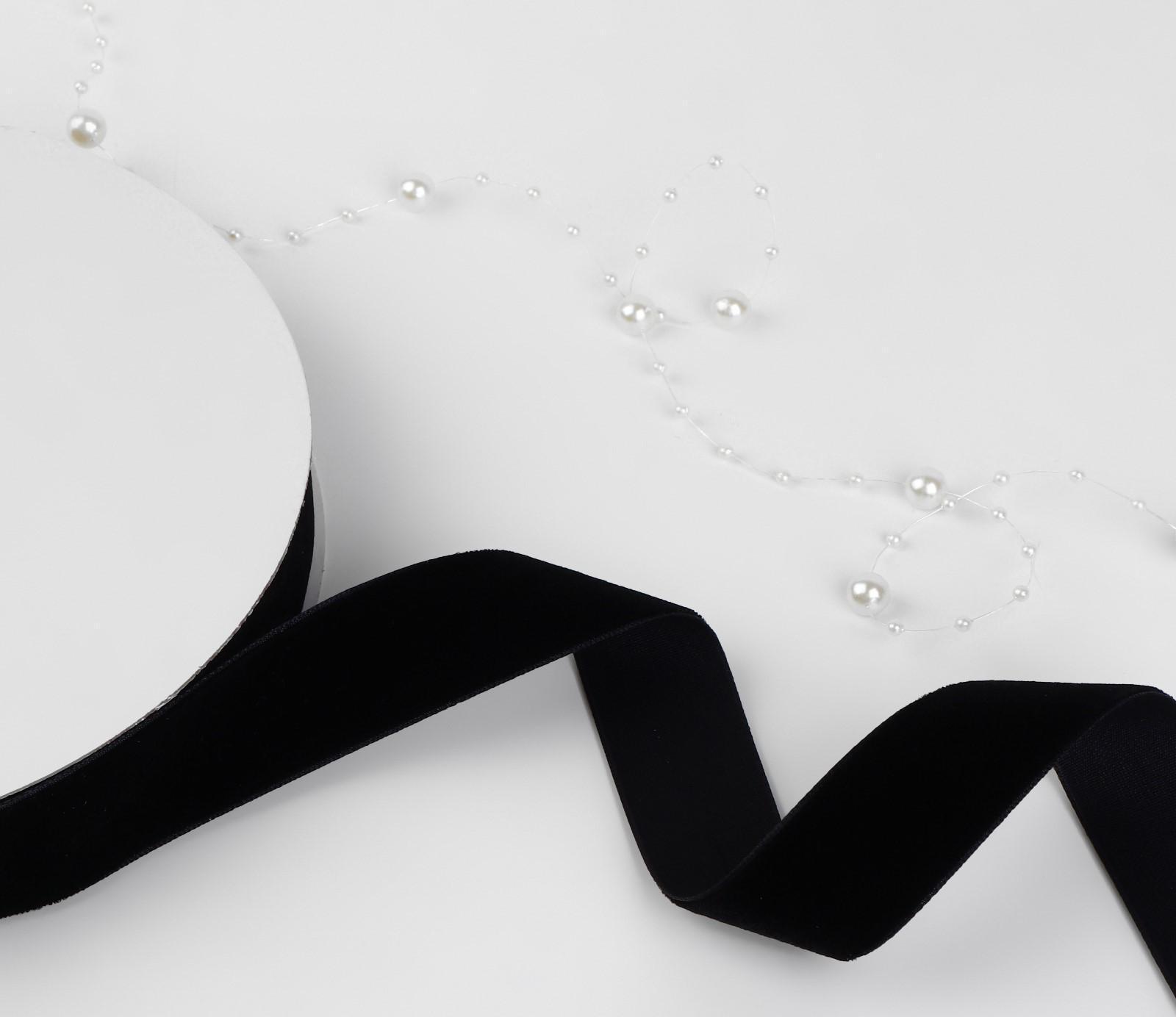 Лента бархатная, 25 мм, 18 ± 1 м, цвет чёрный №03