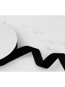 Лента бархатная, 25 мм, 18 ± 1 м, цвет чёрный №03