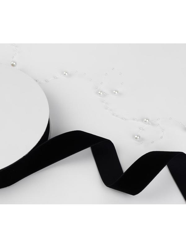 Лента бархатная, 25 мм, 18 ± 1 м, цвет чёрный №03