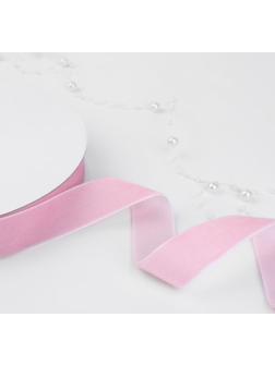 Лента бархатная, 25 мм, 18 ± 1 м, цвет розовый №02