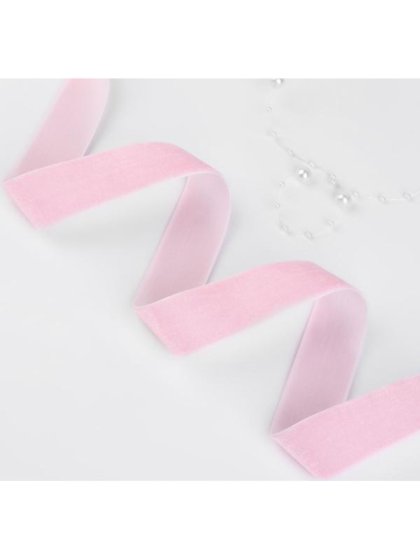 Лента бархатная, 25 мм, 18 ± 1 м, цвет розовый №02