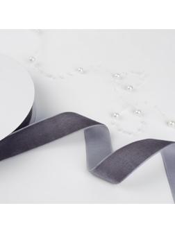 Лента бархатная, 25 мм, 18 ± 1 м, цвет серый №184